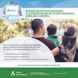 Cartel informativo de la convocatoria de ayudas dirigida a la conciliación de la vida personal, familiar y laboral