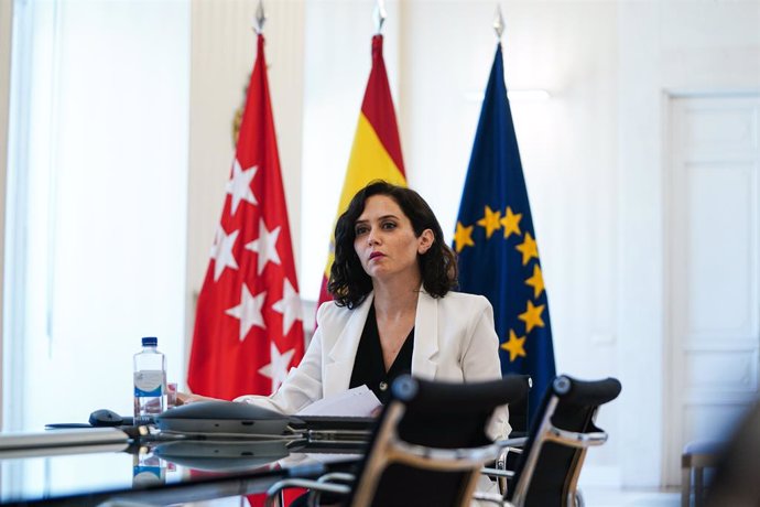 La presidenta de la Comunidad de Madrid, Isabel Díaz Ayuso, interviene en la 145 Sesión Plenaria del Comité de las Regiones de la UE