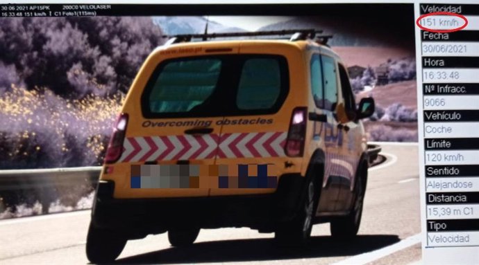 Vehículo del detenido por circular a 151 km/h superando la tasa de alcohol