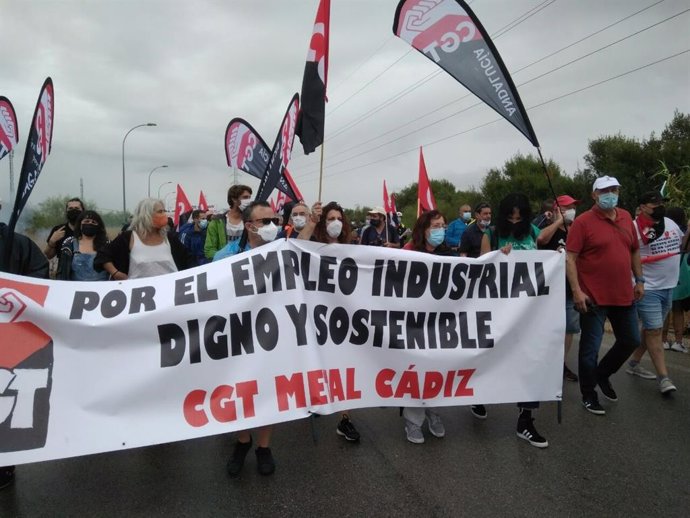 Imagen de una de las manifestaciones contra el cierre de la planta de Airbus Puerto Real.