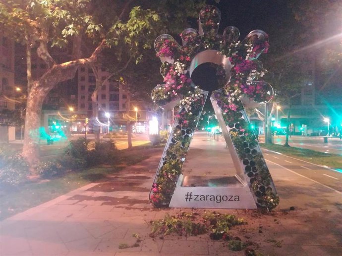 La estructura de la Virgen se colocó en Gran Vía el pasado 23 de junio