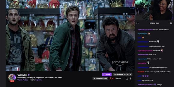 2. Twitch lanza las Watch Parties en móviles para ver en grupo y comentar series y películas de Prime Video