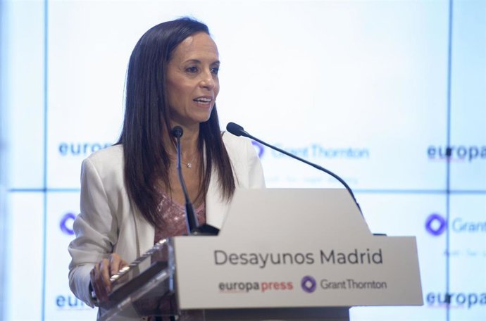 La presidenta del Grupo Red Eléctrica, Beatriz Corredor interviene en un  Desayuno Informativo de Europa Press en el Auditorio Meeting Place, a 28 de junio de 2021, en Madrid (España).