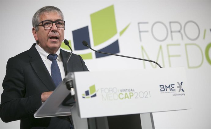 Archivo - El presidente del Instituto de Crédito Oficial (ICO), José Carlos García de Quevedo, durante su intervención el 27 de mayo de 2021 en el Foro MedCap 2021 organizado por Bolsas y Mercados Españoles (BME)