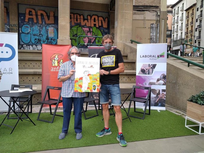 Ricardo Abad (d) y Javier Goldáraz, presidente de Anfas, en la presentación del reto solidario 'Camino de inclusión'.