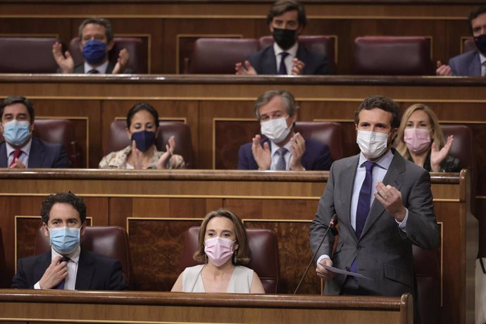El líder del PP, Pablo Casado, interviene en el Pleno del Congreso. En Madrid, a 23 de junio de 2021.