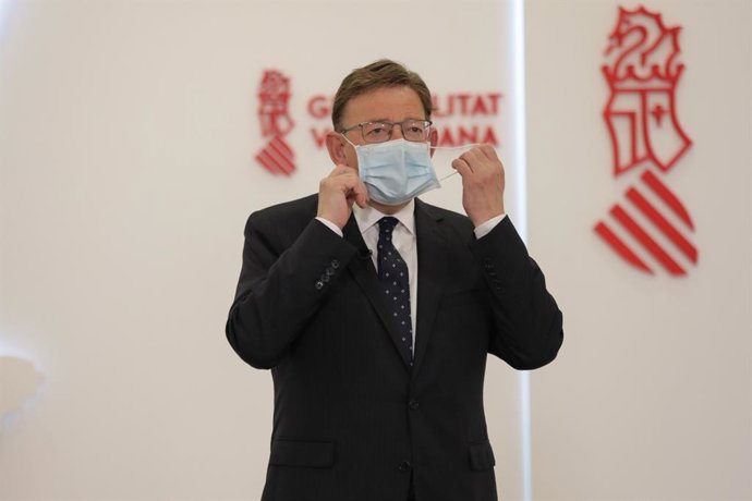 El president de la Generalitat, Ximo Puig, en la declaración institucional de este sábado