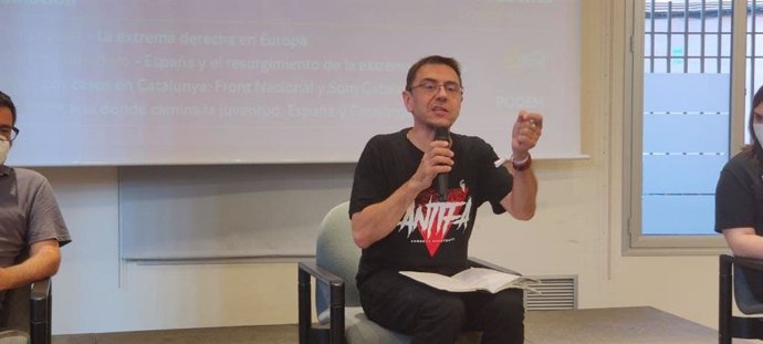 El cofundador de Podemos Juan Carlos Monedero, en un acto en Mataró (Barcelona) a 1 de julio de 2021.