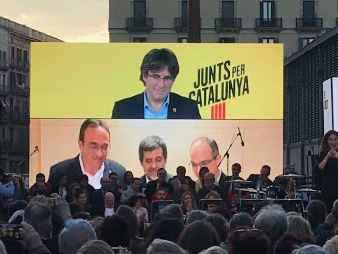 Archivo - Arxiu - Intervencions de Carles Puigdemont, Josep Rull, Jordi Snchez i Jordi Turull en l'últim acte de JxCat
