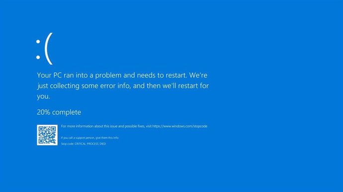 Pantalla azul de la muerte de Windows 10.