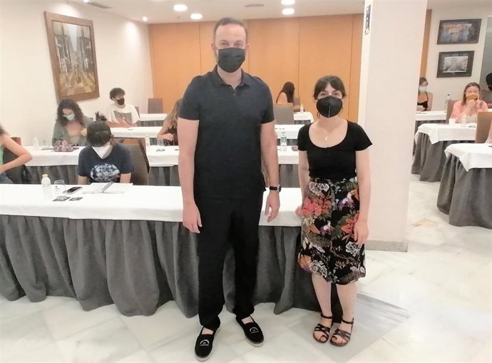 Francisco Conde con Celia Rico en el curso de 'Filming Almería'