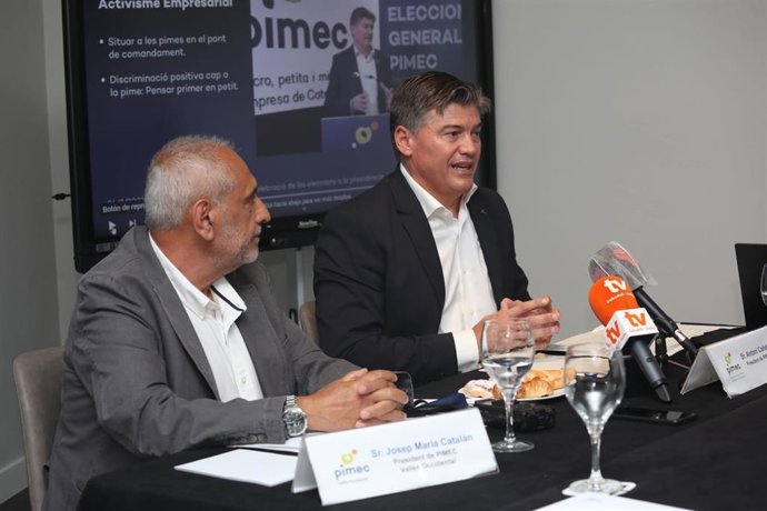 El presidente de Pimec Valls Occidental, Josep Maria Catalan, y Pimec, Antonio Cañete