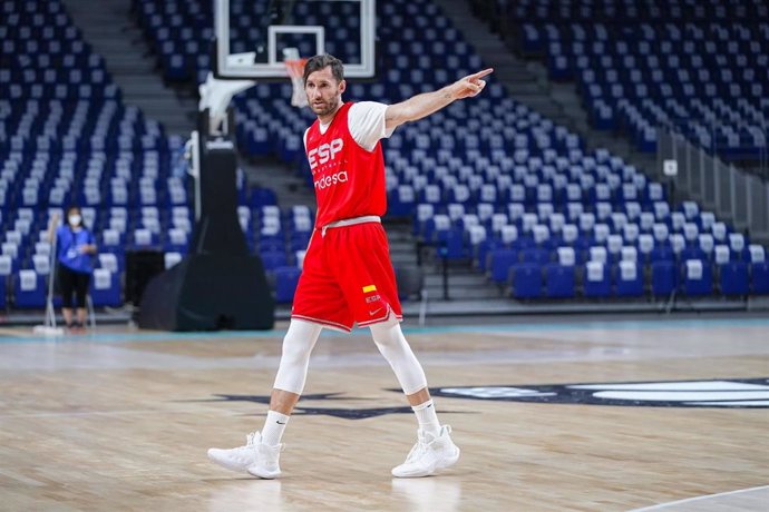 Rudy Fernández durante el entrenamiento de la selección española de baloncesto en el WiZink Center