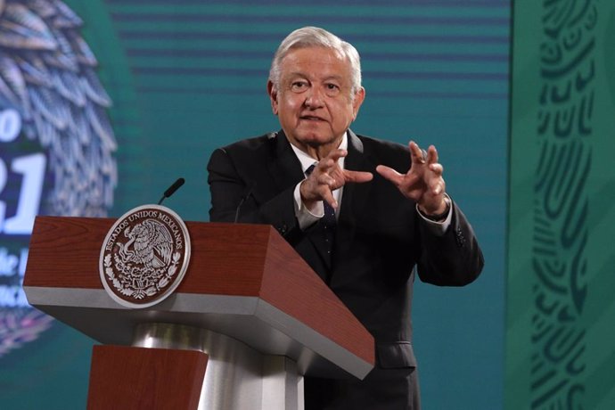 23 June 2021, Mexico, Mexico City: Mexican President Andres Manuel Lopez Obrador speaks during his daily press conference at the National Palace. Photo: El Universal/Zuma Press/dpa