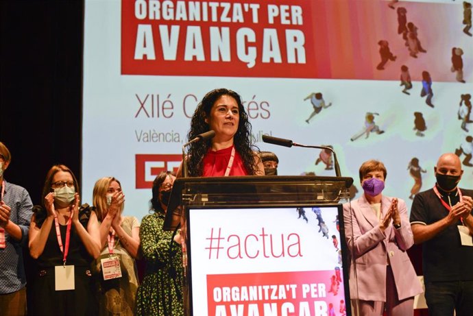 La nueva secretaria general de CCOO PV, Ana García, este sábado en el acto de clausura del XII Congreso confederal del sindicato