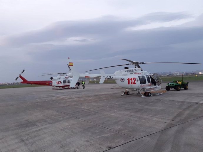 Helicóptero del 112 en el aeropuerto 'Seve Ballesteros'