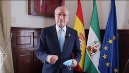 El alcalde de Málaga, Francisco de la Torre, durante un mensaje en un vídeo