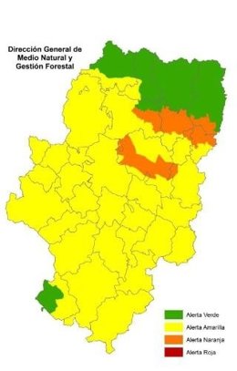 Alerta naranja de peligro de incendios forestales Muela de Alcubierre y Somontano Oriental.