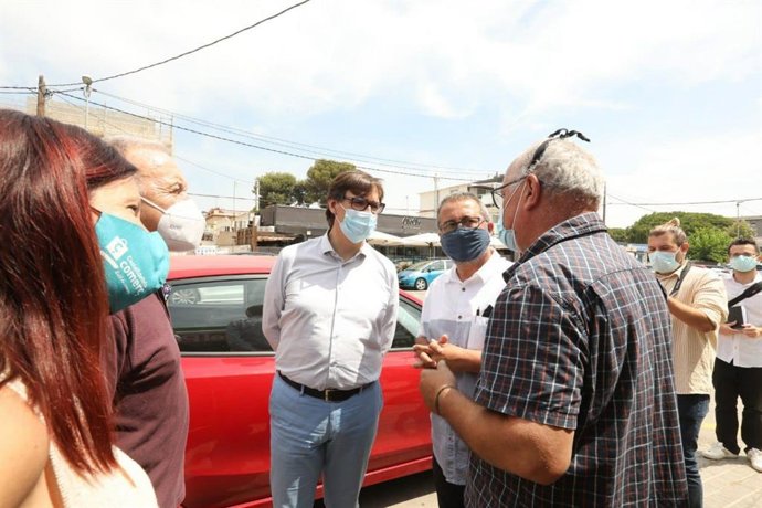 Salvador Illa visita Castelldefels (Barcelona)