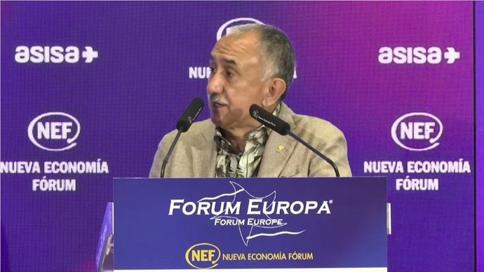 El secretario general de UGT, Pepe Álvarez, en un desayuno de Nueva Economía Forum.