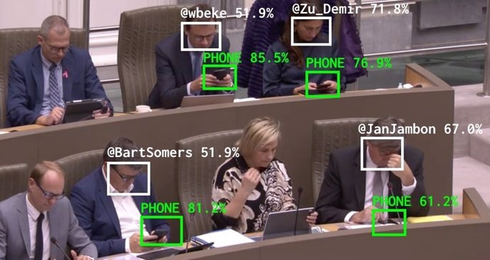 The Flemish Scrollers, la IA que analiza si los políticos están mirando el móvil durante las sesiones parlamentarias.