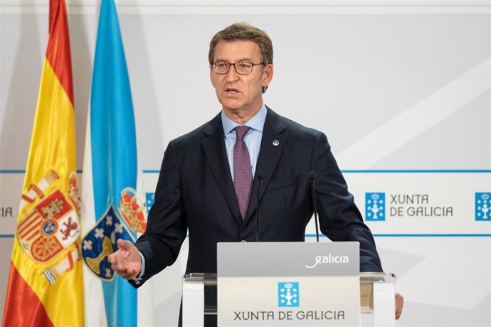 El titular del Gobierno gallego, Alberto Núñez Feijóo, en rueda de prensa.