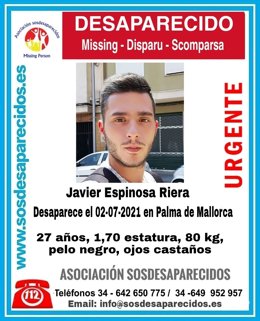 Javier Espinosa Riera, desaparecido en Palma.