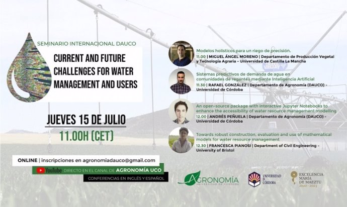 Cartel del seminario sobre los retos de la gestión de los recursos hídricos.