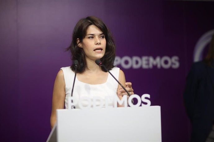 La exportavoz de Podemos en la Asamblea de Madrid Isa Serra interviene en una rueda de prensa tras conocer que el Supremo ratifica su condena a 19 meses de cárcel, a 5 de julio de 2021, en Madrid, (España). 