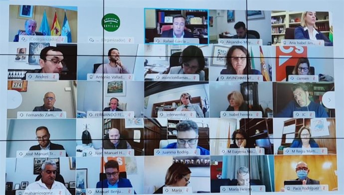 Archivo - Imagen de archivo del Pleno telemático de la Diputación de Sevilla