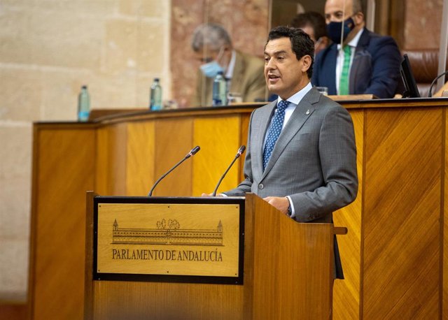 El presidente de la Junta de Andalucía, Juanma Moreno, comparece a petición propia para informar sobre la situación de Andalucía, a 07 de julio del 2021 en   Sevilla (Andalucía)