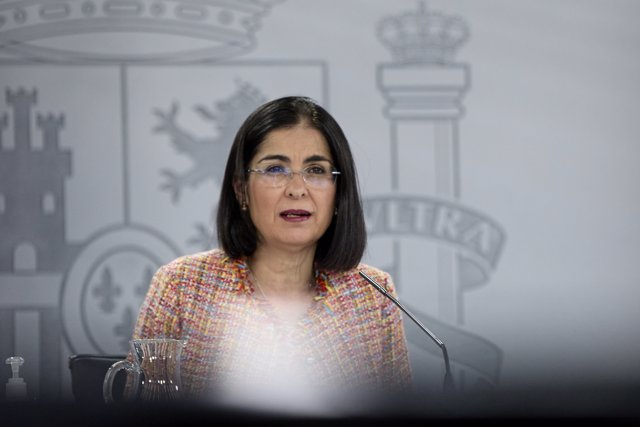 La ministra de Sanidad, Carolina Darias, durante la rueda de prensa posterior al Consejo Interterritorial de Salud