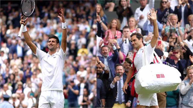 Novak Djokovic y Roger Federer en Wimbledon