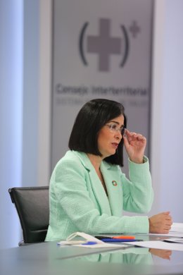 La ministra de Sanitat, Carolina Darias, durant la roda de premsa posterior al Consell Interterritorial de Salut