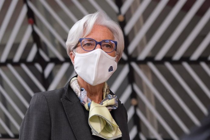 HANDOUT - 25 June 2021, Belgium, Brussels: President of the European Central Bank Christine Lagarde arrives to attend the second day of the European Union summit at the European Council. Photo: Alexandros Michailidis/European Council/dpa - ATTENTION: ed