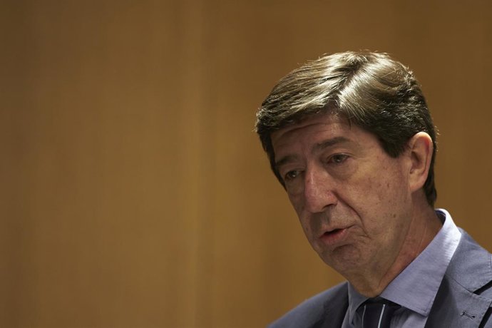 El viceconsejero de la Junta de Andalucia, Juan Marín, interviene en el foro organizado por Europa Press con motivo del II Día del Cooperativismo a 7 de julio del 2021 en Sevilla, Andalucía.