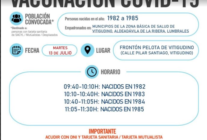 Cartel del llamamiento a vacunar.