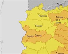 Archivo - Avisos por altas temperaturas en Extremadura.