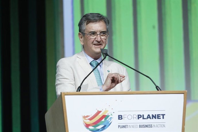 El director de medio ambiente en la OCDE, Rodolfo Lacy, durante la inauguración del salón BforPlanet, en la Fira de Barcelona, a 7 de julio de 2021, en Barcelona, Catalunya (España). 