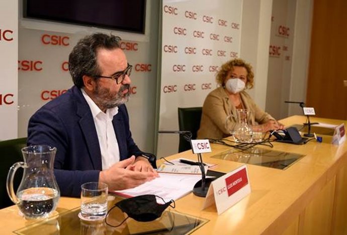 La presidenta del CSIC, Rosa Menéndez, y el presidente del Comité de Ética del CSIC, Lluis Montoliu, durante la rueda de prensa