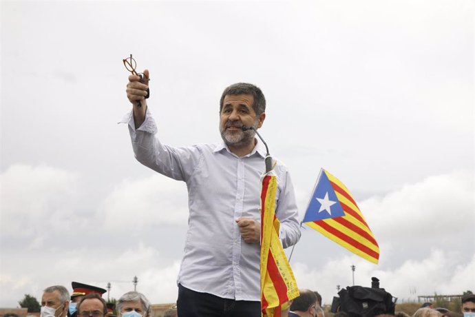 El secretario general de Junts, Jordi Snchez, interviene tras salir de la prisión de LLedoners, un día después de ser indultado por el Gobierno de España, a 23 de junio de 2021, en San Juan de Torruella, Barcelona, Catalunya (España). ARCHIVO.