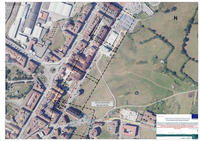 Trazado del proyecto de carril bici en Lugones