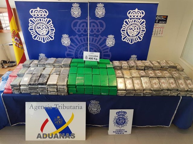 Imagen de los paquetes con 400 kilos de cocaína incautados en Valladolid.