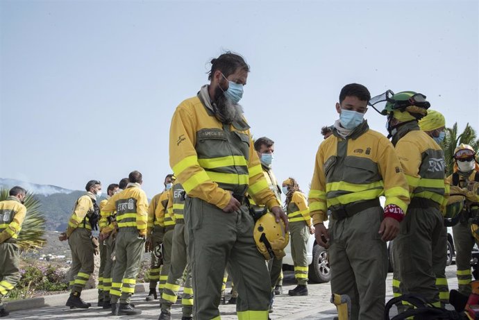 Archivo - Bomberos que participaron en la extinción del incendio de Arico (Tenerife) el pasado mes de mayo de 2021