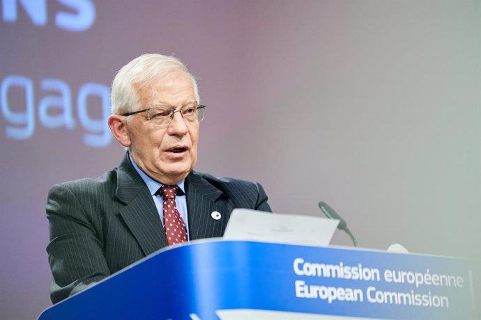 HANDOUT - 16 June 2021, Belgium, Brussels: European High Representative of the Union for Foreign Affairs, Josep Borrell holds a press conference at the European Commission headquarters. Photo: Claudio Centonze/European Commission/dpa - ATTENTION: editor