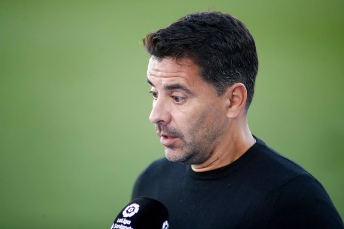 Archivo - Miguel Angel "Michel" Sanchez Munoz, head coach of Huesca, attends after the spanish league, La Liga Santander, football match played between Real Madrid and SD Huesca at Alfredo Di Stefano stadium on October 31, 2020, in Valdebebas, Madrid, S