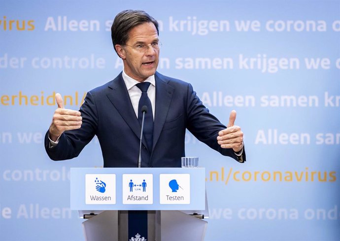 18 June 2021, Netherlands, The Hague: Dutch Prime Minister Mark Rutte speaks during  a press conference. The Netherlands is lifting nearly all of its coronavirus measures starting 26 June. Photo: Remko De Waal/ANP/dpa