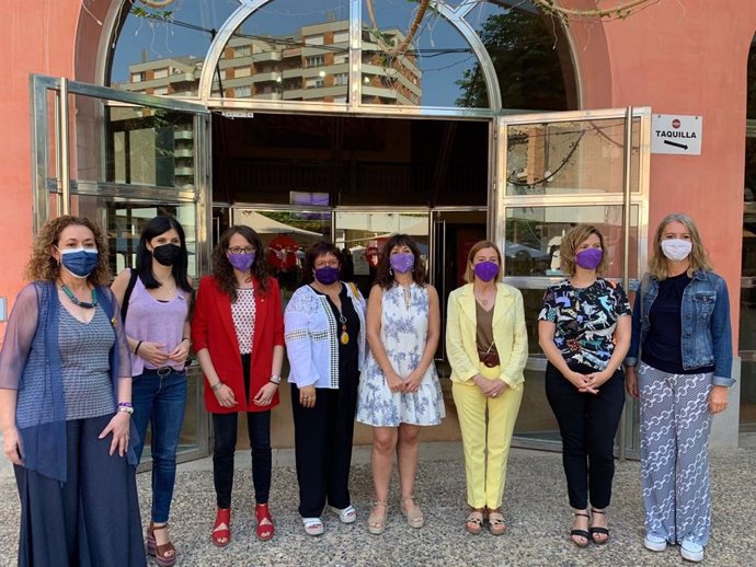 Miembras de ERC antes de participar en la Assamblea Nacional de Dones del partido en Trrega (Lleida).