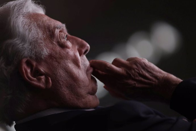 El presidente de la Fundación Internacional para la Libertad, Mario Vargas Llosa, durante la inauguración del XIV Foro Atlántico 'Iberoamérica: democracia y libertad en tiempos recios', a 9 de julio de 2021, en la Casa América, Madrid, (España). Organiz