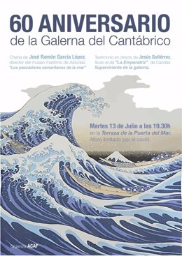 Cartel de la charla organizada por la ACAF para conmemorar el 60 aniversario de la 'Galerna del Cantábrico' en San Juan de la Arena